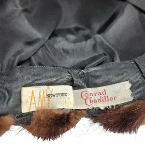 Vintage Conrad & Chandler New York Mink Fur Hat Black Brown Swirls Mobwife PROP Conrad & Chandler | Accessories | Vintage Conrad Chandler  main image 4